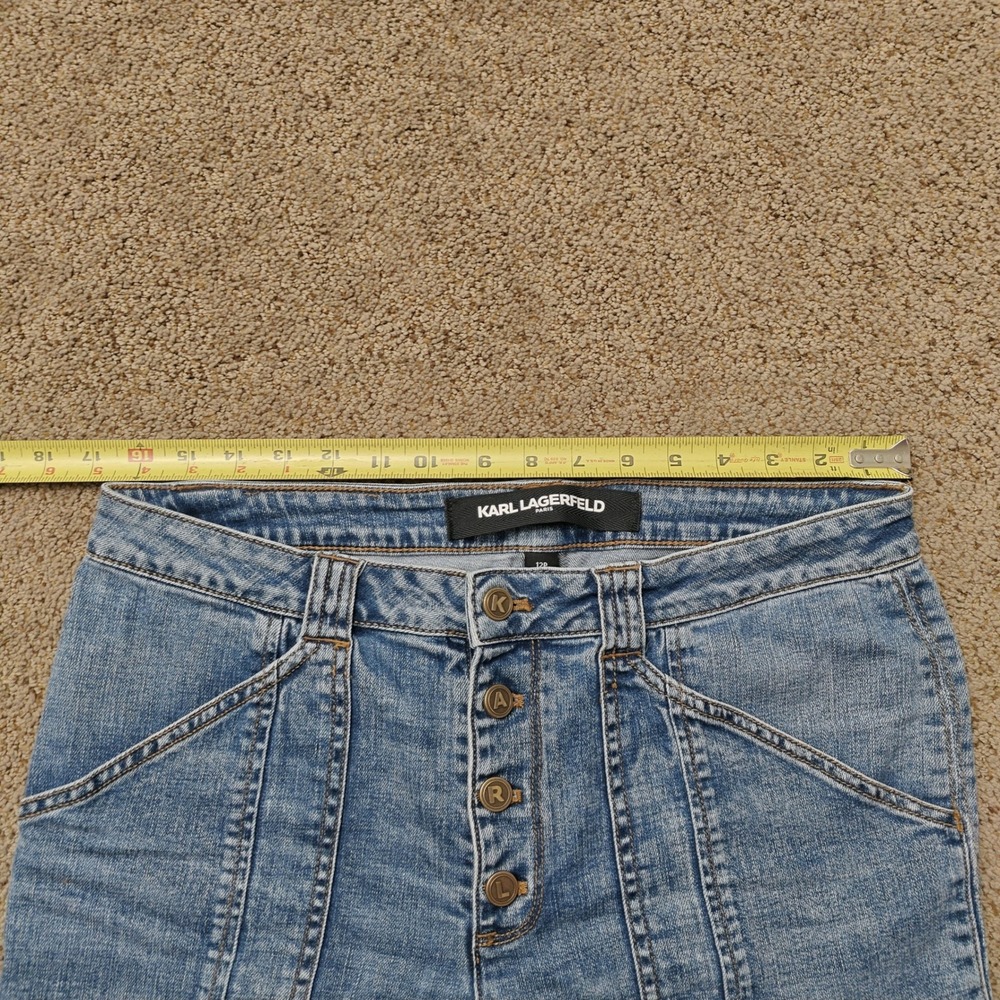 Karl Lagerfeld Paris Womens 12P Blue Wide Leg Crop Button Fly Jeans LQ5T2249 - Picture 12 of 15